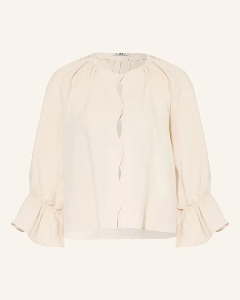 SoSUE Blusenshirt Mit Rüschen Aus Leinen beige Beige