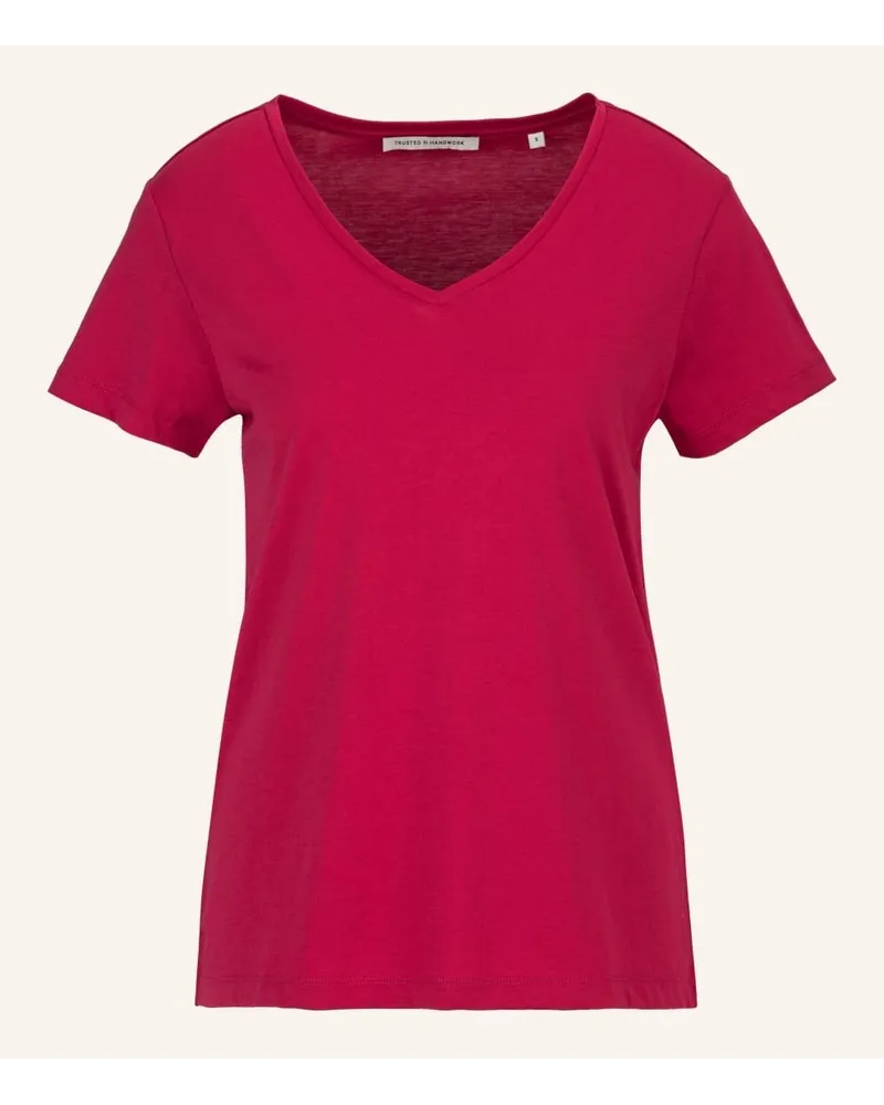 Trusted Handwork V-Neck 1/2-Sleeve T-Shirt Rot