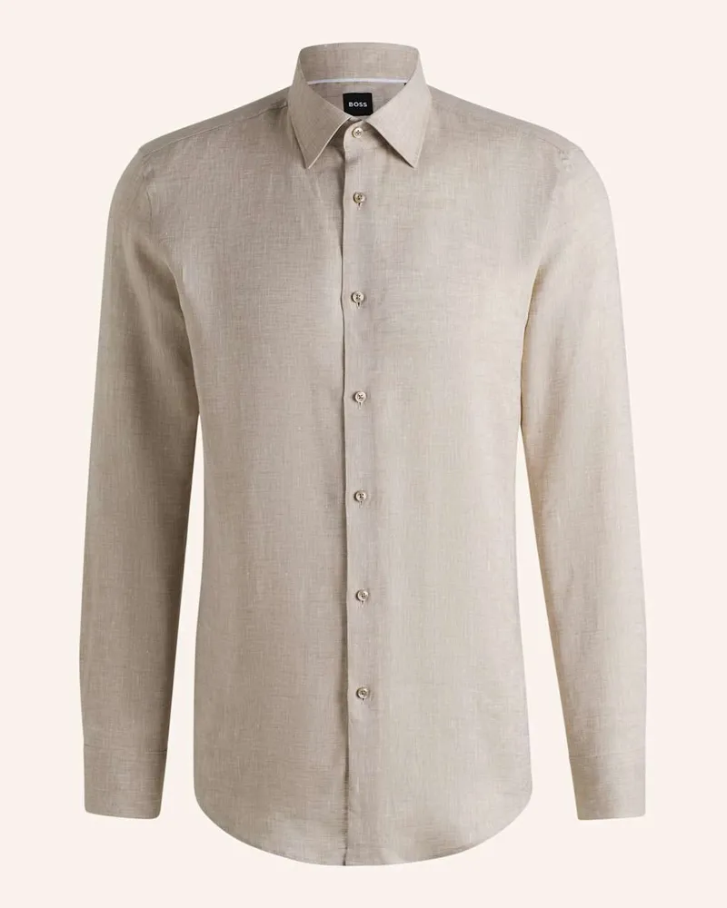 HUGO BOSS Business Hemd H-HANK-KENT-C1-214 Slim Fit Beige