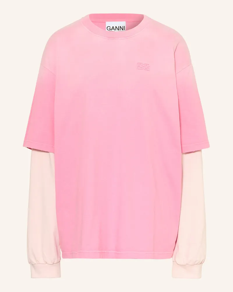 Ganni Oversized-Longsleeve Pink