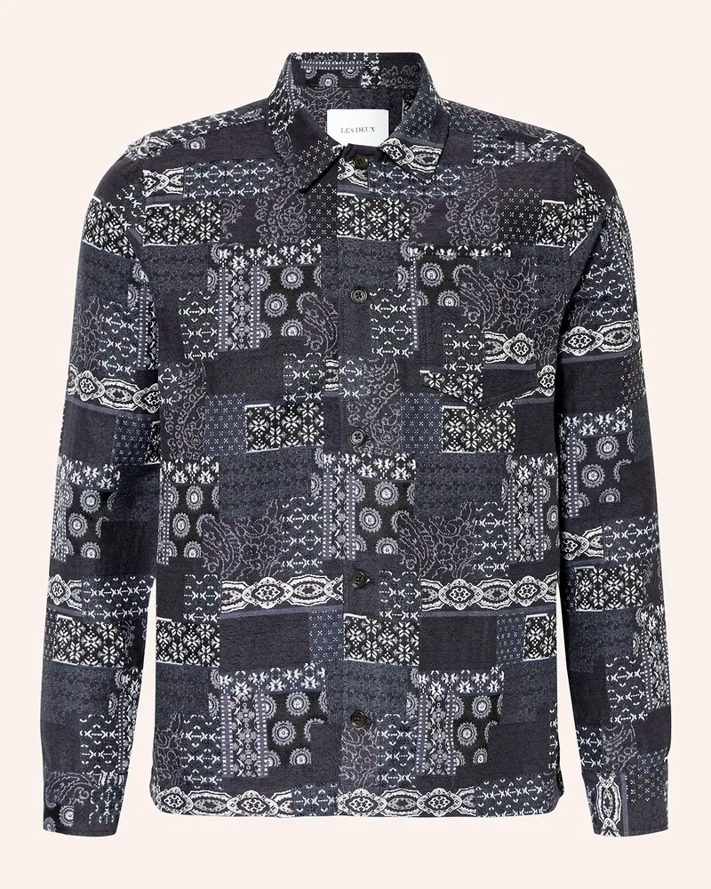 LES DEUX Jacquard-Overshirt LAYTON Dunkelblau