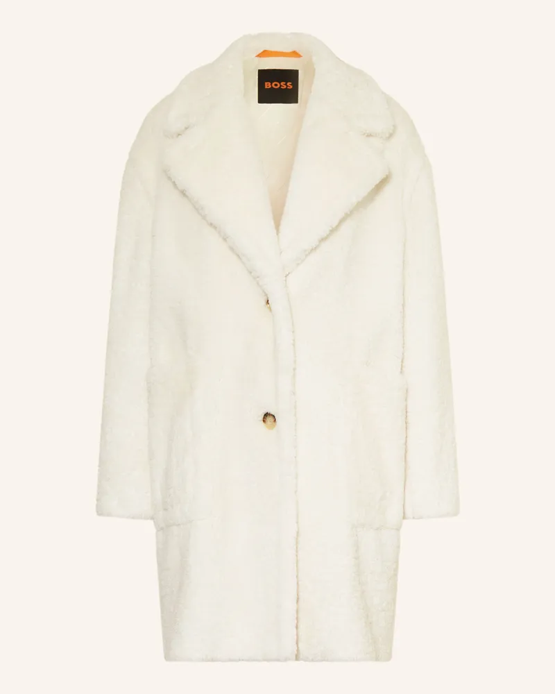 HUGO BOSS Teddyfell-Mantel CATEDY Weiss
