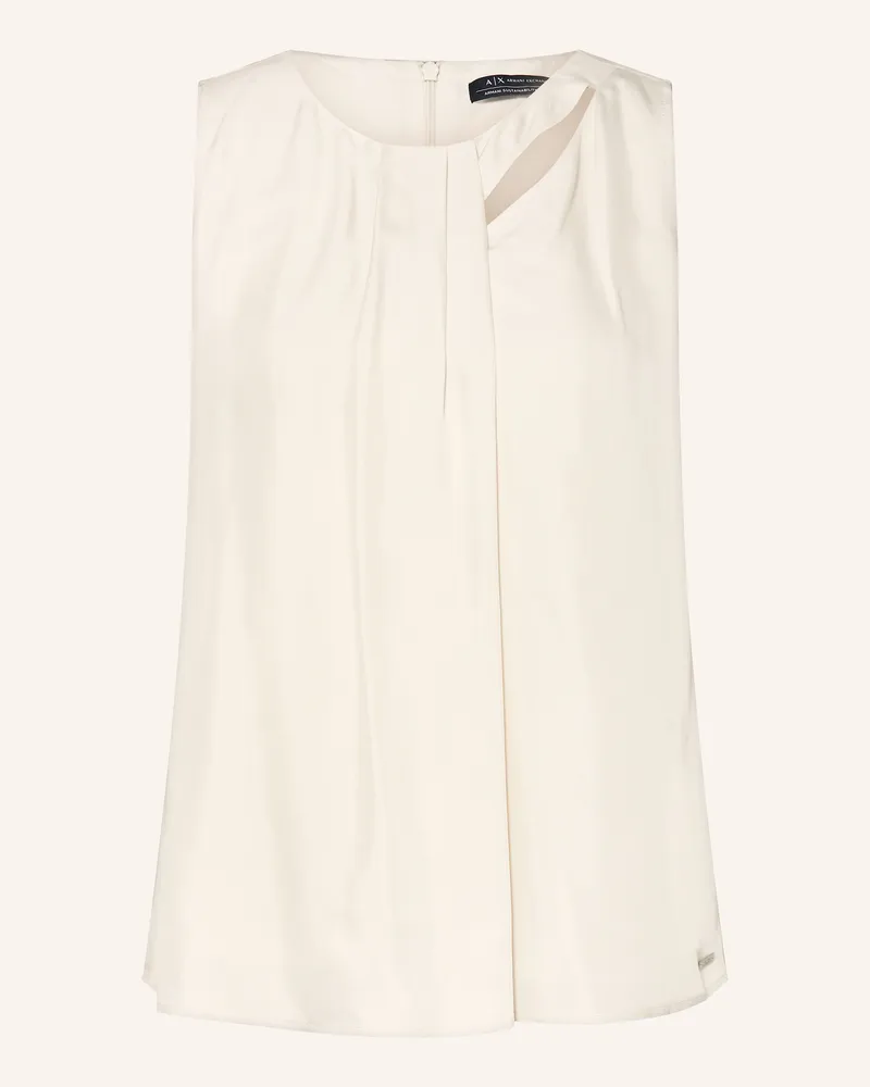 Armani Exchange Blusentop aus Satin mit Cut-out Ecru