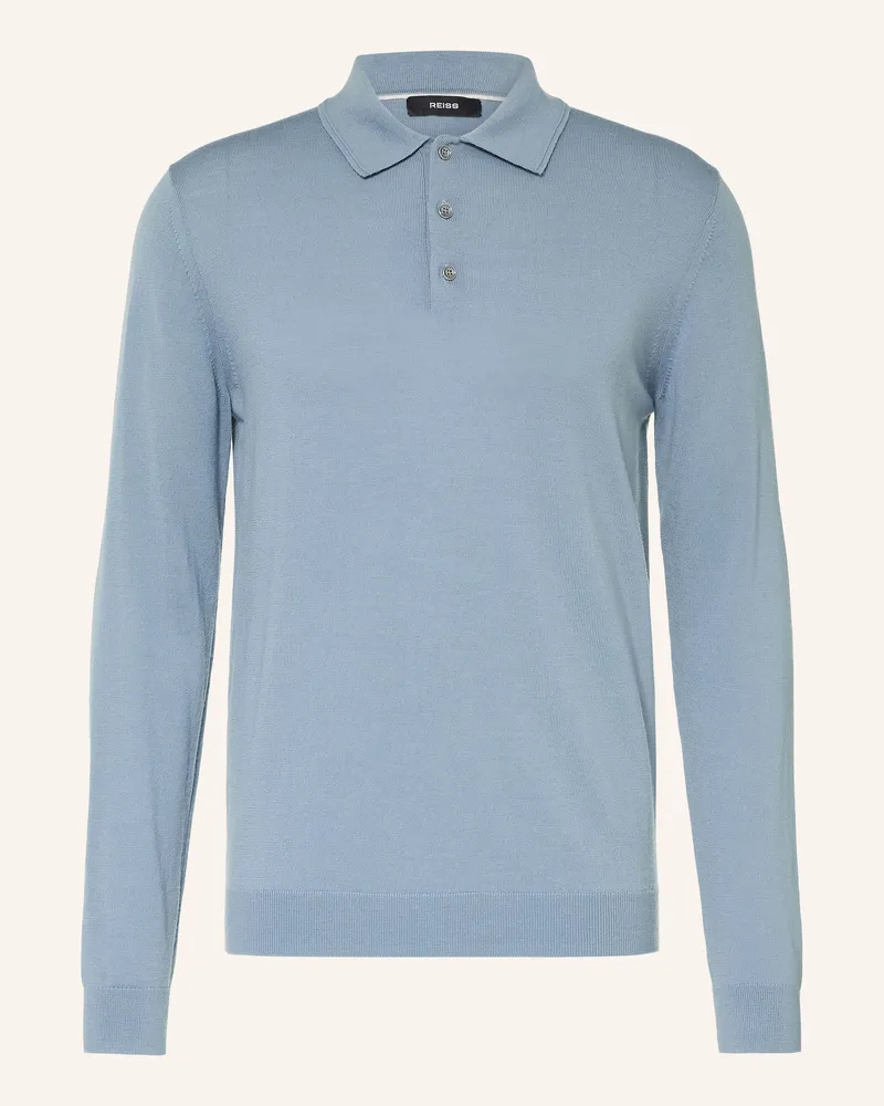 Reiss Strick-Poloshirt Trafford Aus Merinowolle blau Blaugrau