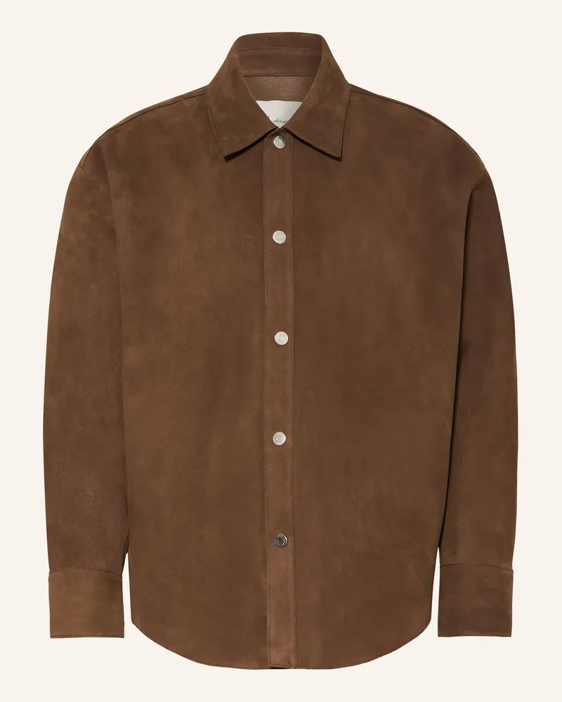 AMI Paris Leder-Overjacket braun Dunkelbraun