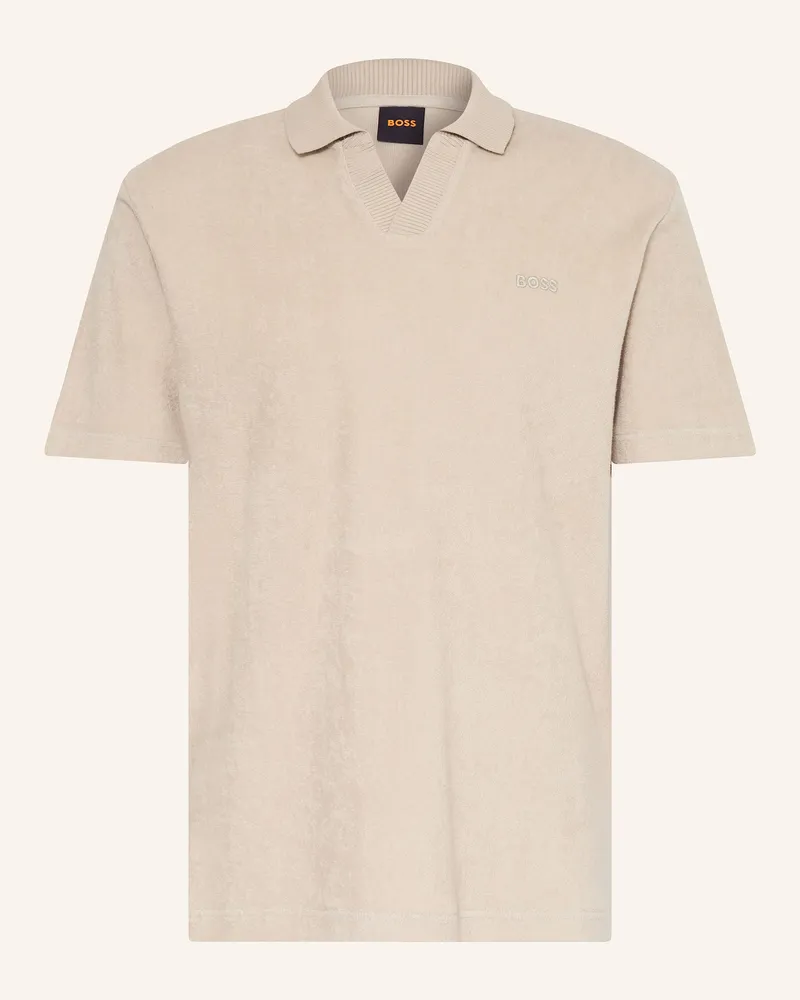 HUGO BOSS Frottee-Poloshirt PE_DOUBLETOWEL Hellbraun
