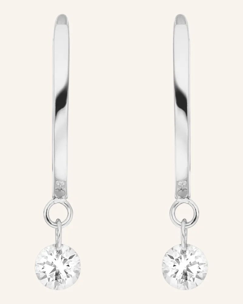 Leaf Creolen Pure Aus 18 Karat Weißgold Mit Diamanten silber Weissgold