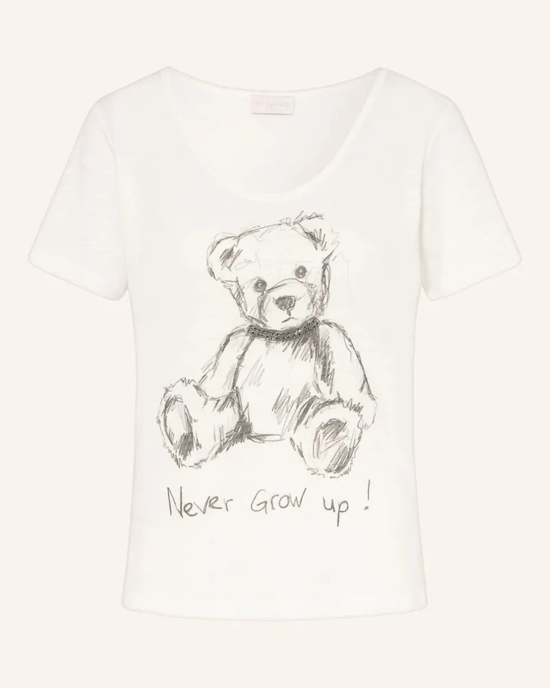 Milano Italy T-Shirt mit Schmucksteinen Weiss