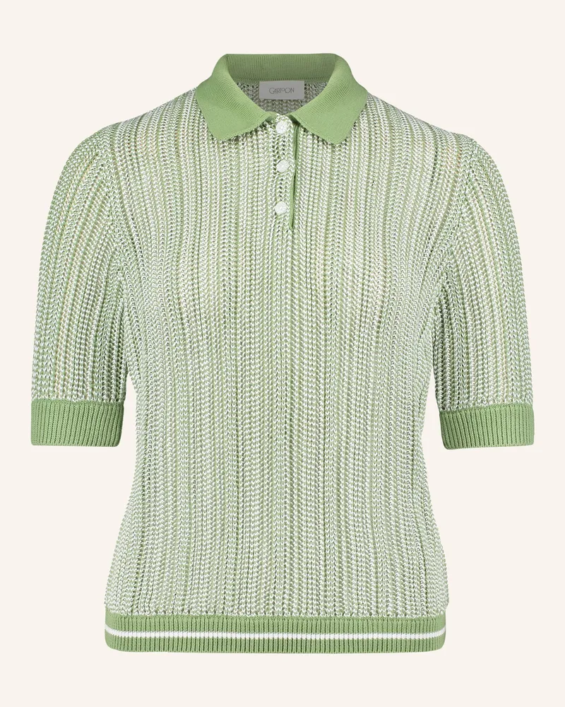 Cartoon Strick-Poloshirt Grün