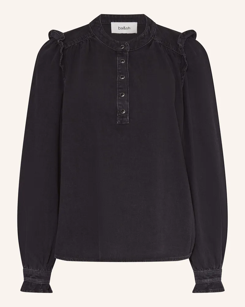 ba&sh Jeansbluse mit Rüschen Schwarz