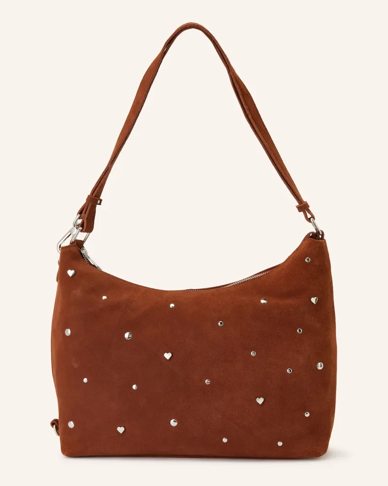 NÚNOO Schultertasche Rio Sweetheart Mit Nieten braun Braun