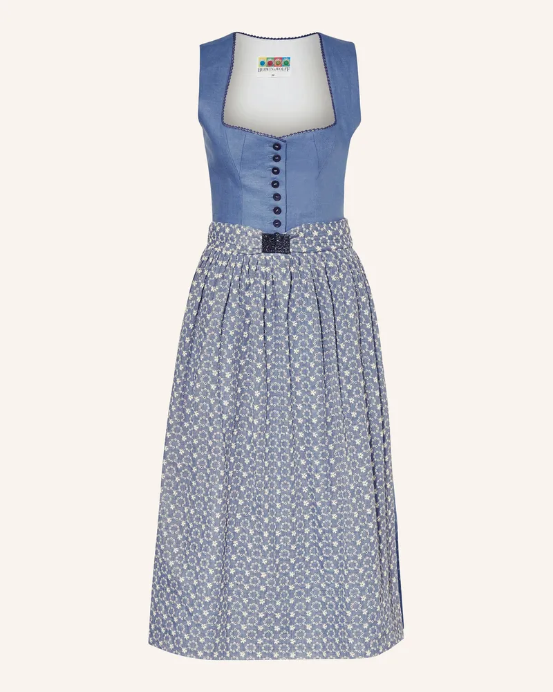 Berwin & Wolff Dirndl Mit Leinen blau Blaugrau
