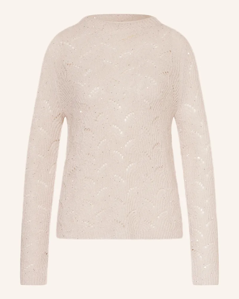 S.Oliver Pullover mit Glitzergarn und Pailletten Creme