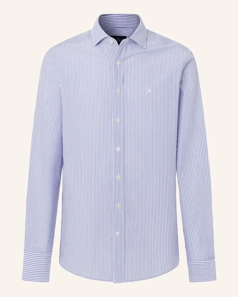 Hackett Freizeithemd Seersucker Bengal Str blau Blau