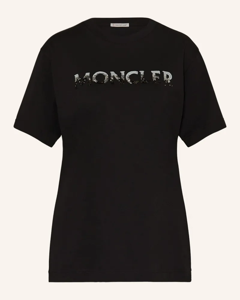 Moncler T-Shirt mit Pailletten Schwarz