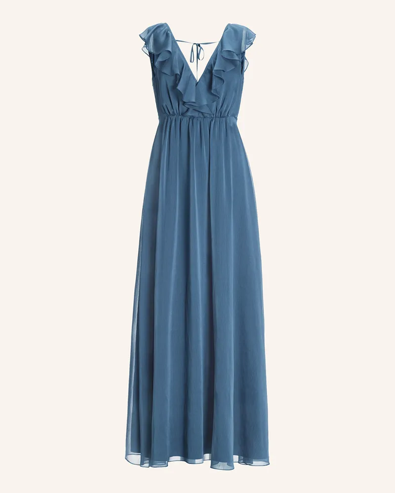 Swing Abendkleid mit Volants Blau