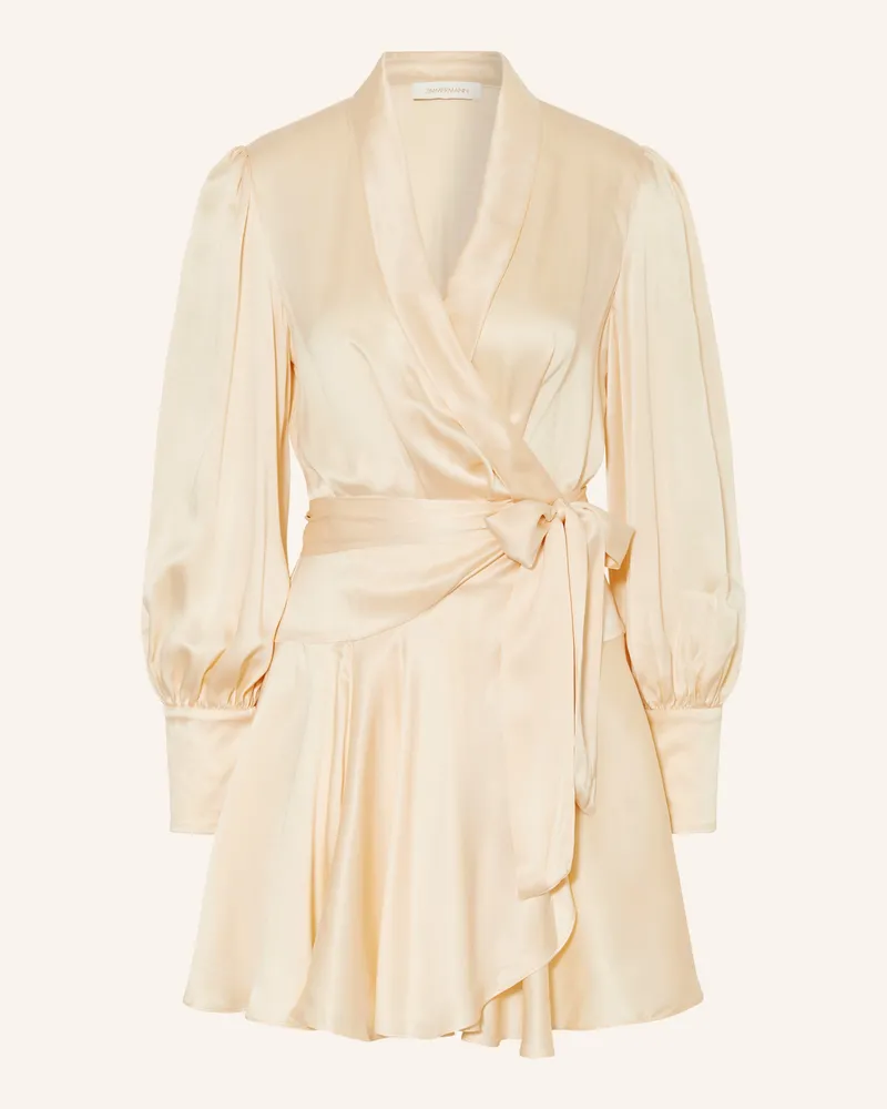 Zimmermann Wickelkleid Aus Seide beige Dunkelgelb