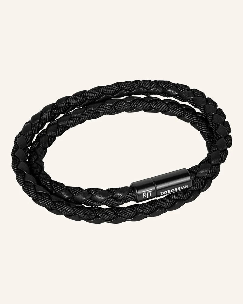Tateossian Armband Aus Öko-Leder Mit Aluminiumverschluss schwarz Schwarz