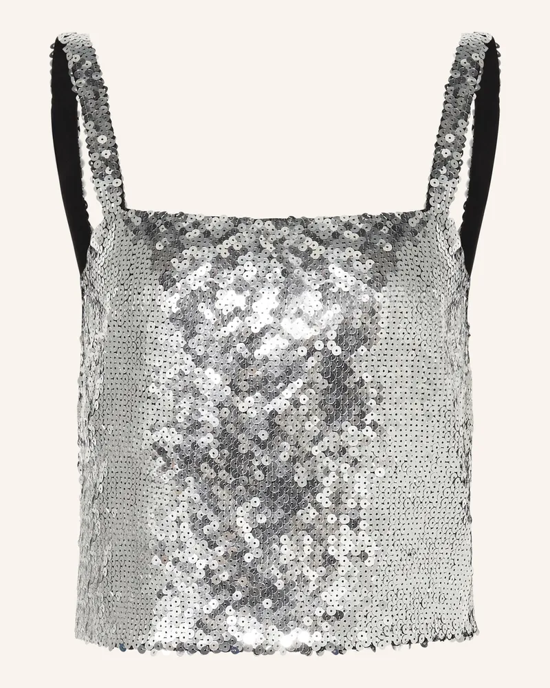 Dolce & Gabbana Cropped-Top mit Pailletten Silber