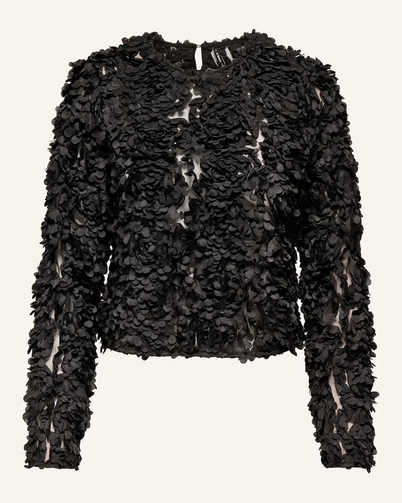 only Blusenshirt aus Mesh Schwarz