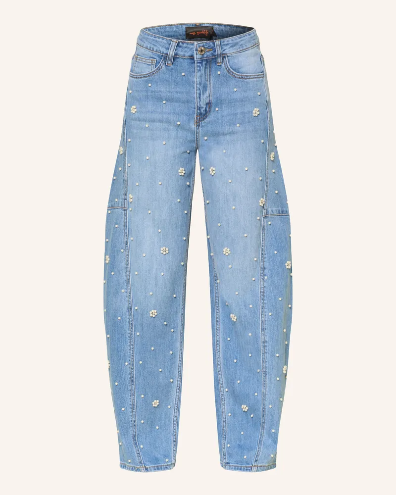 Miss Goodlife Barrel Jeans Mit Schmuckperlen Und Schmucksteinen blau 24