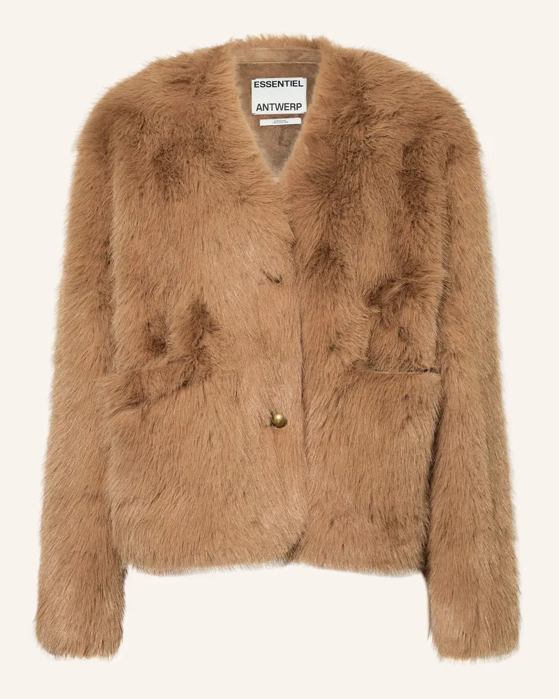 Essentiel Kunstfell-Jacke Beige