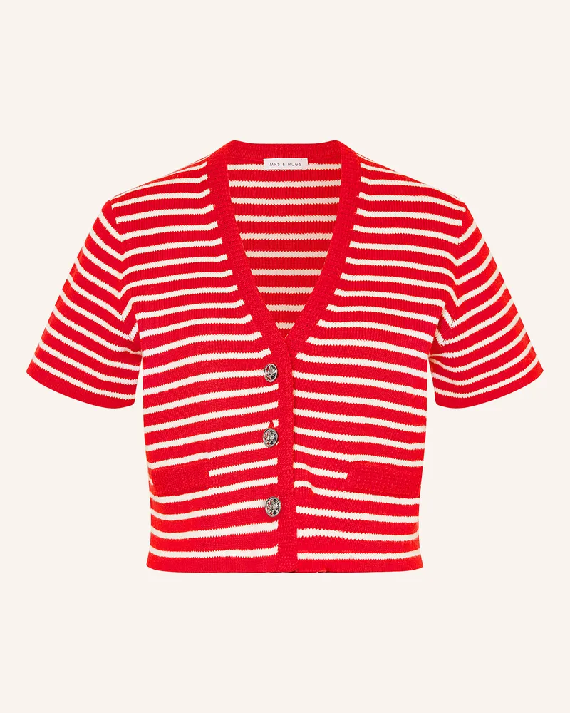 Mrs & HUGS Cropped-Strickjacke Rot