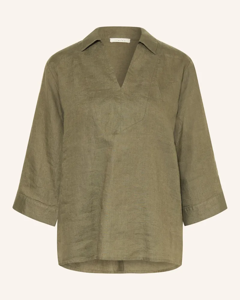 lilienfels Blusenshirt Aus Leinen Mit 3/4-Arm gruen Oliv