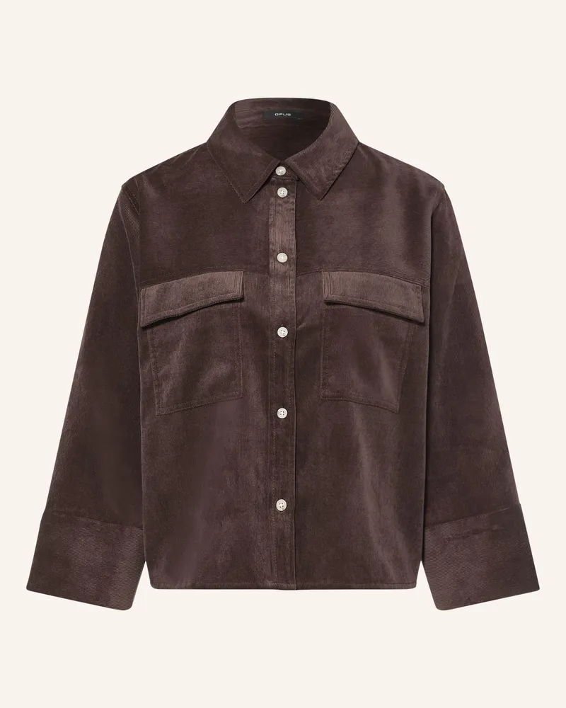 OPUS Hemdbluse Ferrell Aus Cord Mit 3/4-Arm braun Dunkelbraun