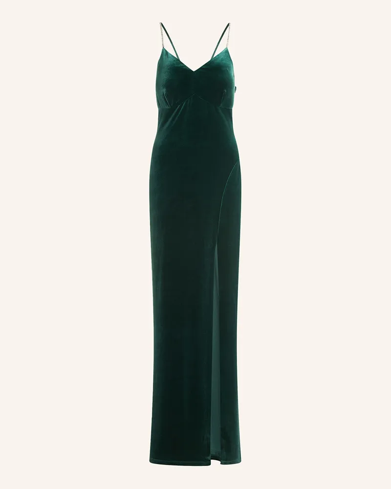 Vera Mont Abendkleid aus Samt mit Schmucksteinen Dunkelgrün