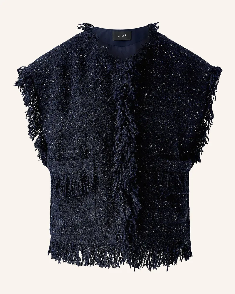 Oui  Bouclé-Weste Mit Glitzergarn blau Dunkelblau