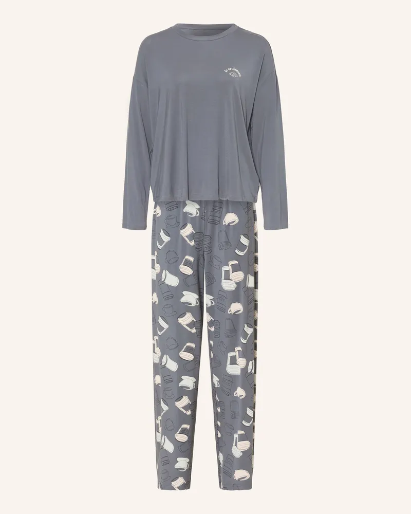 Schiesser Schlafanzug Casual Fashion grau Blaugrau