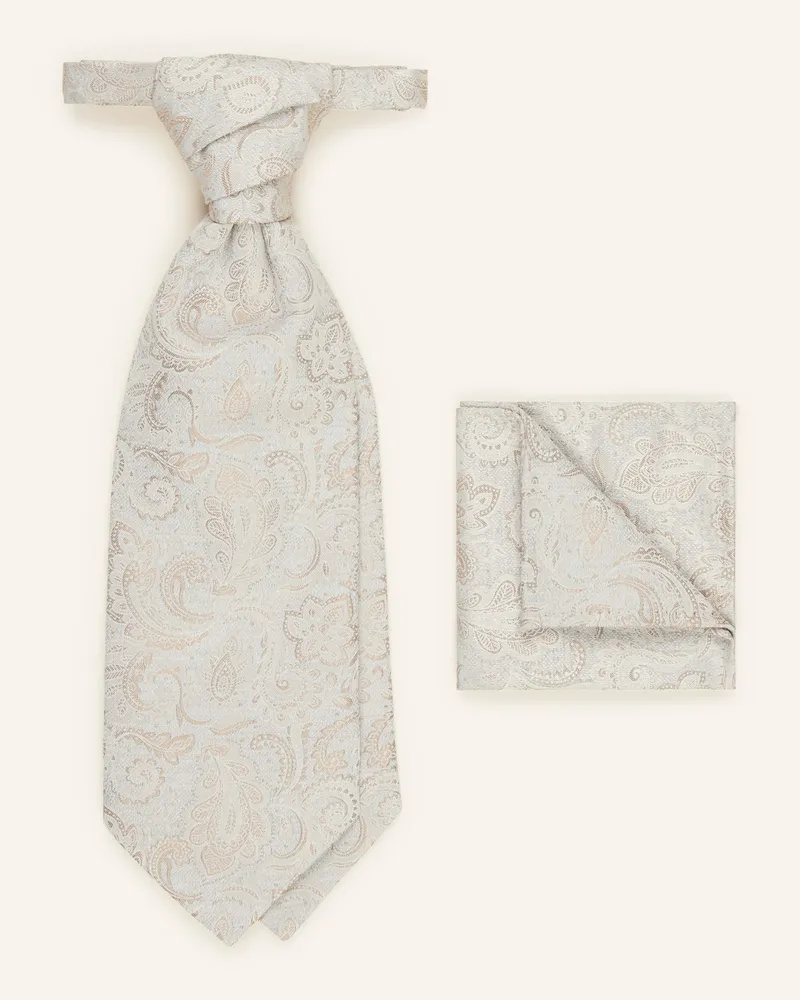 Wilvorst Set: Krawatte Und Einstecktuch beige Hellbraun