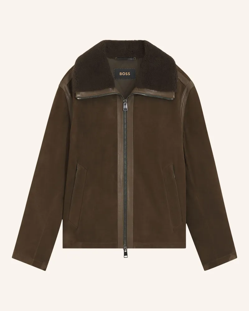 HUGO BOSS Lederjacke L-Maviator gruen Grün