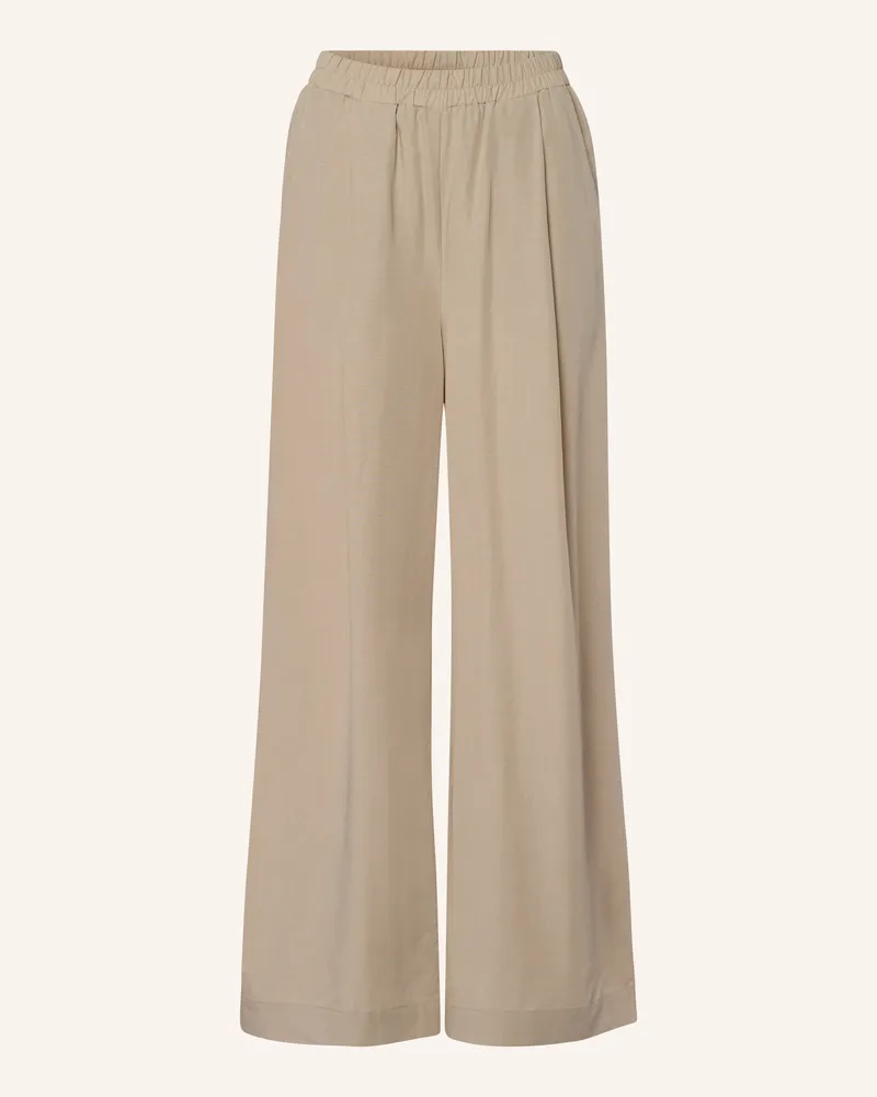 Les Lunes Lange Business Hose Georgia Wide Leg Pants Linen beige Taupe