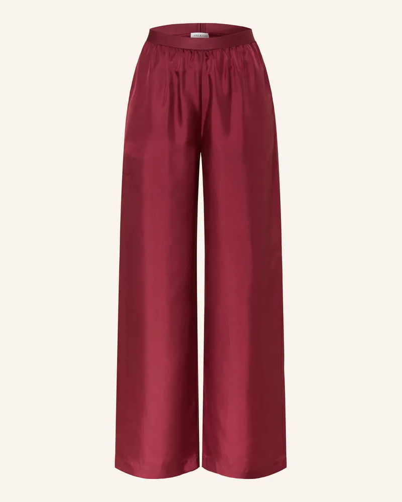 Mrs & HUGS Marlenehose Aus Seide rot Dunkelrot