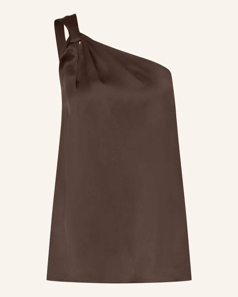 HUGO BOSS One-Shoulder-Top BANTEA aus Satin Dunkelbraun
