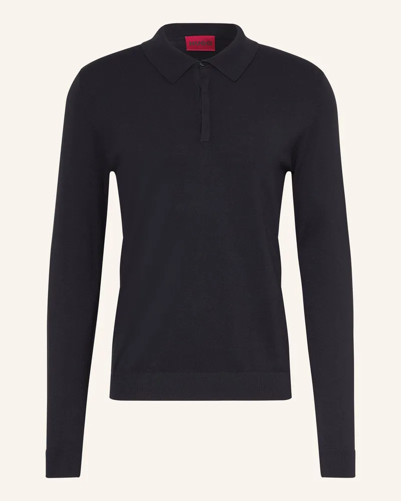 HUGO BOSS Strick-Poloshirt San Pippo Slim Fit blau Dunkelblau