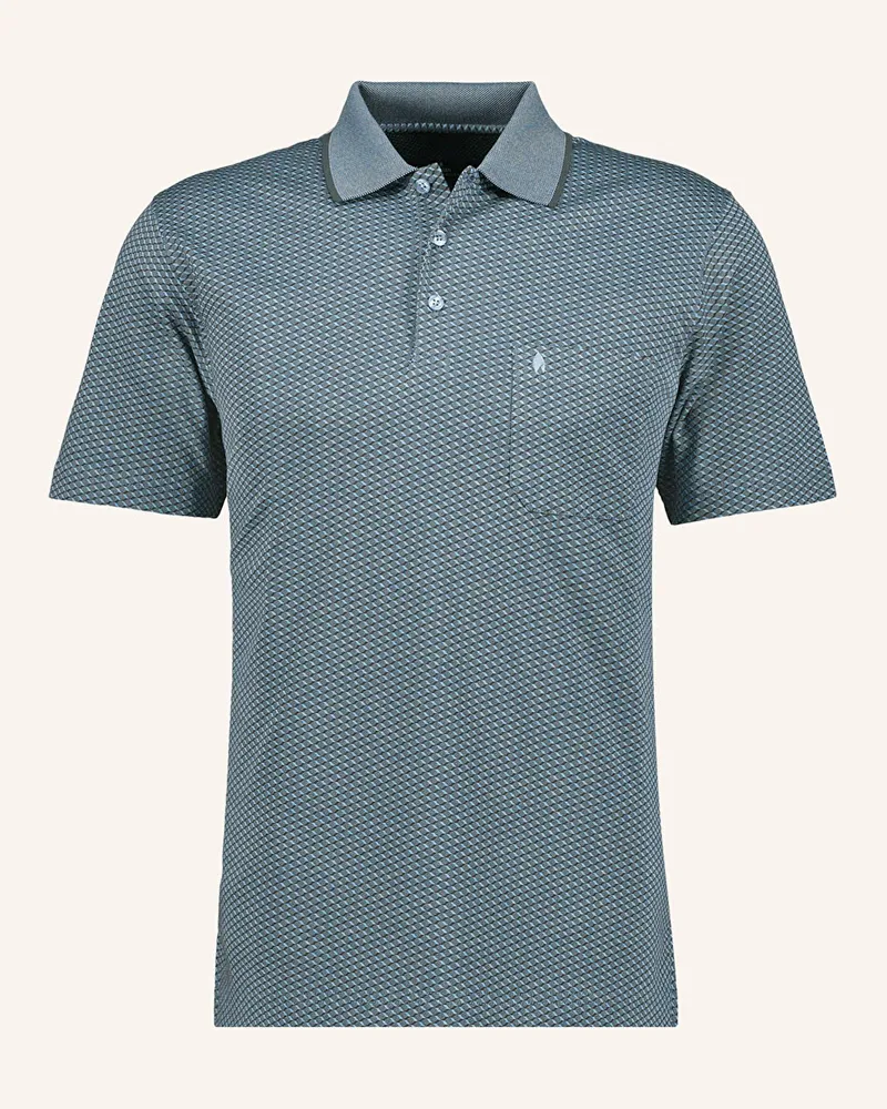 Ragman Jersey-Poloshirt aus Jacquard Dunkelblau