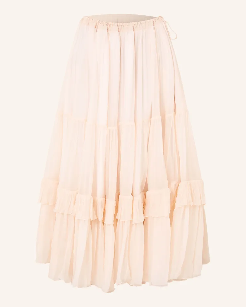 Chloé Seidenrock Mit Rüschen rosa Hellrosa