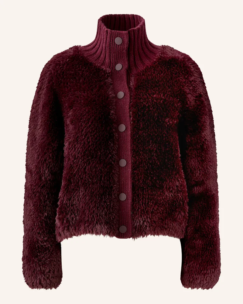 Oui  Strickjacke Mit Kunstfell rot Dunkelrot