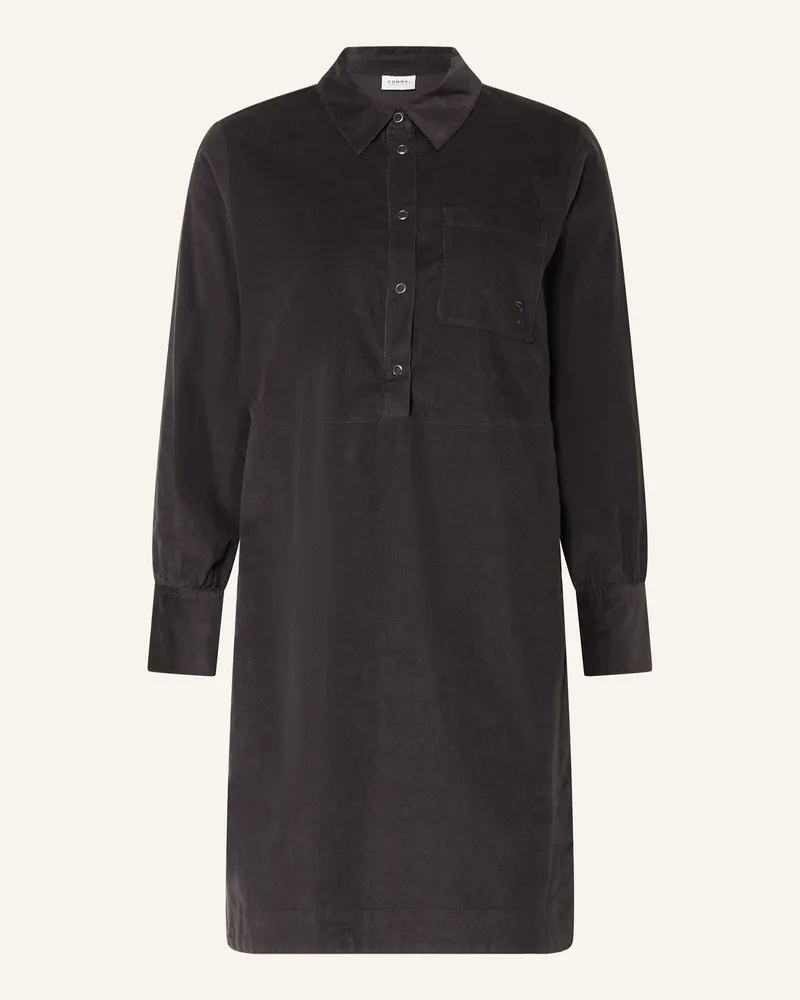 COMMA Hemdblusenkleid aus Cord Dunkelgrau