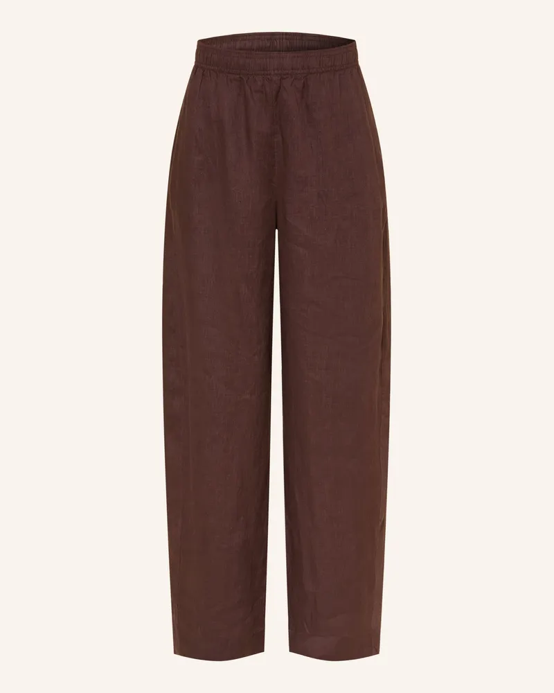 Arket Leinenhose braun Dunkelbraun