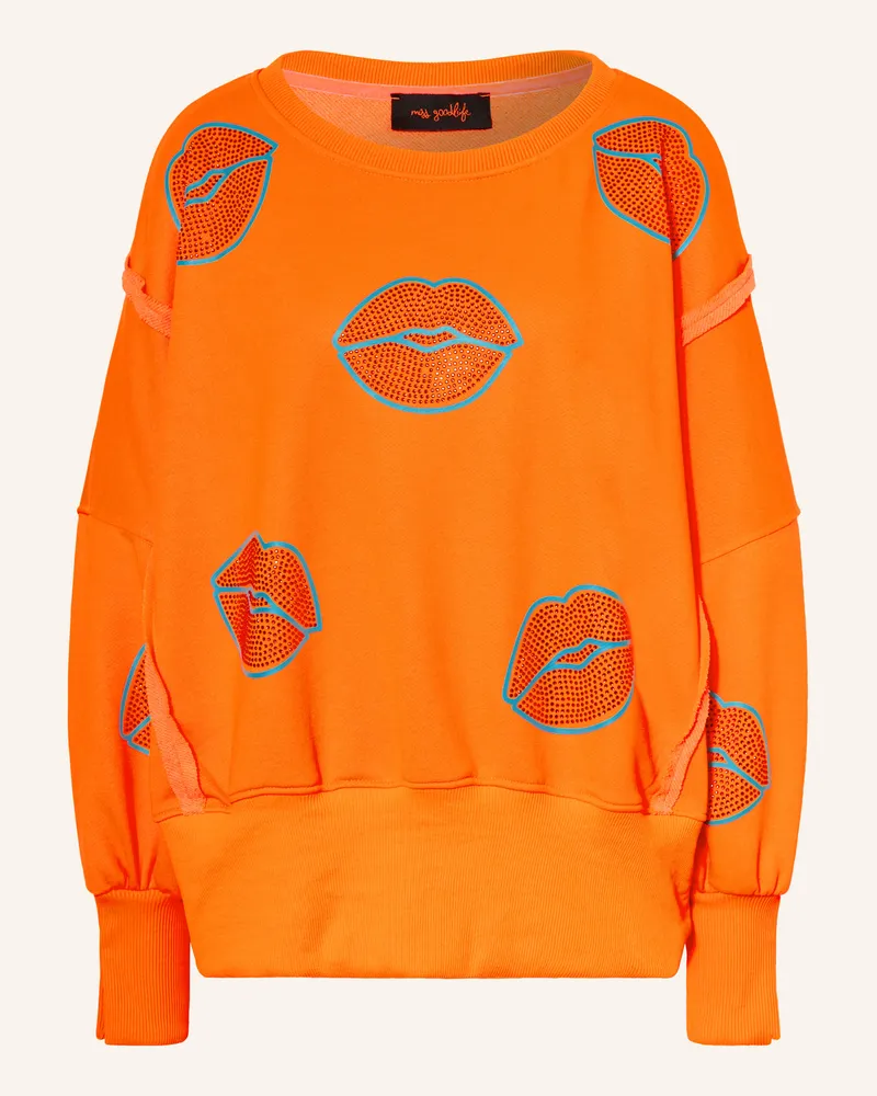 Miss Goodlife Oversized-Sweatshirt Mit Schmucksteinen orange Neonorange
