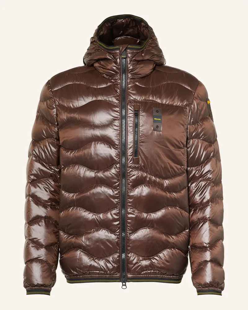 Blauer Daunenjacke Wave gruen Dunkelbraun