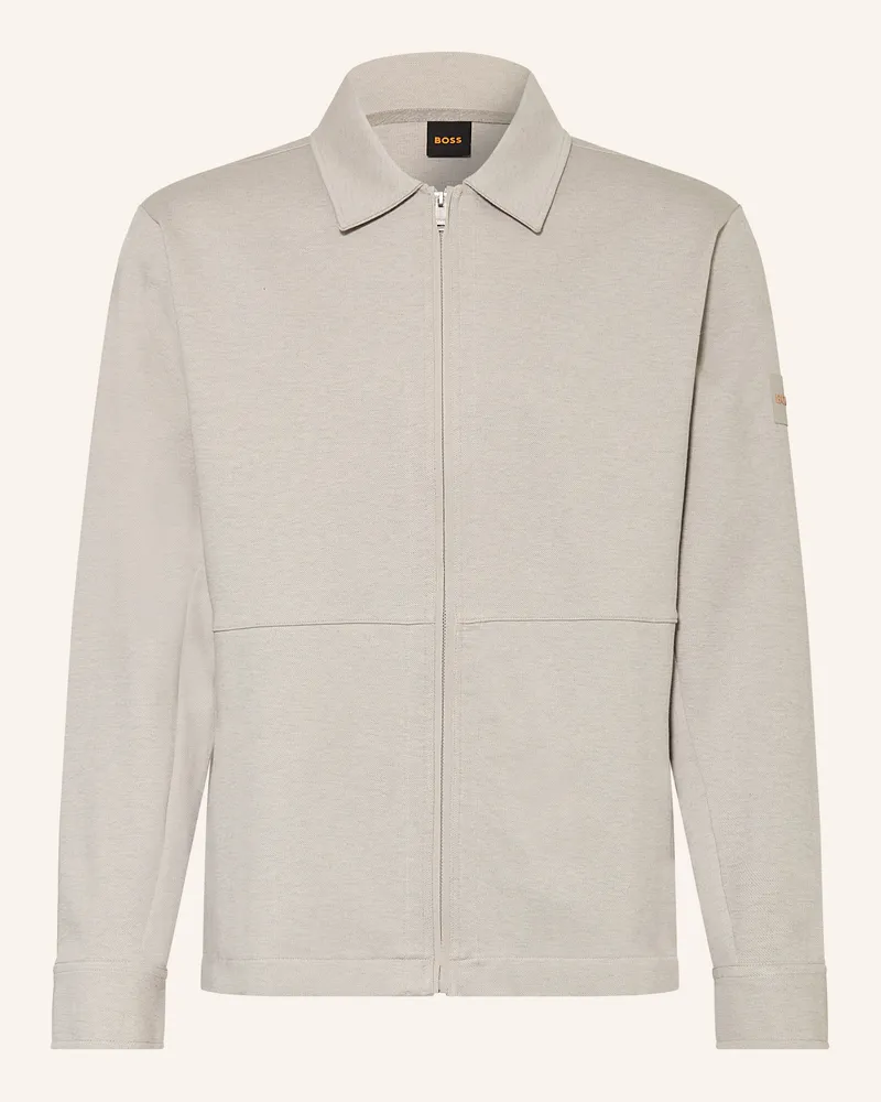 HUGO BOSS Sweatjacke Twist beige Hellgrau
