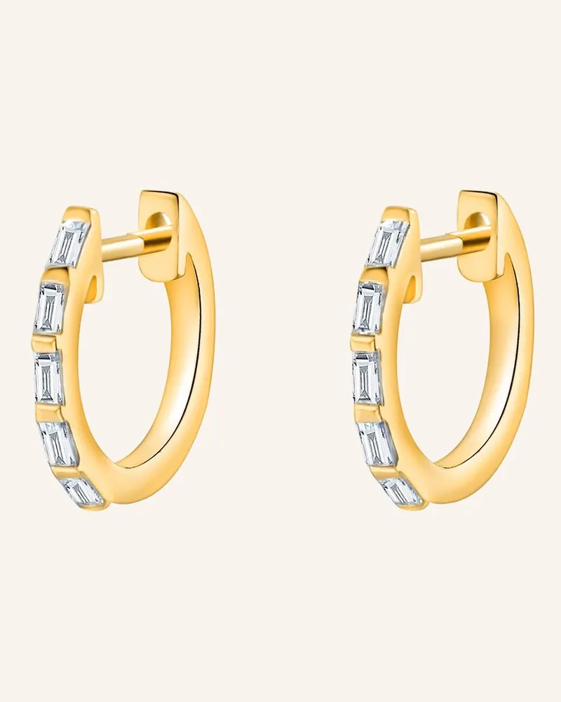 Leaf Creolen Baquette Aus 14 Karat Gelbgold Mit Diamanten gold Gold