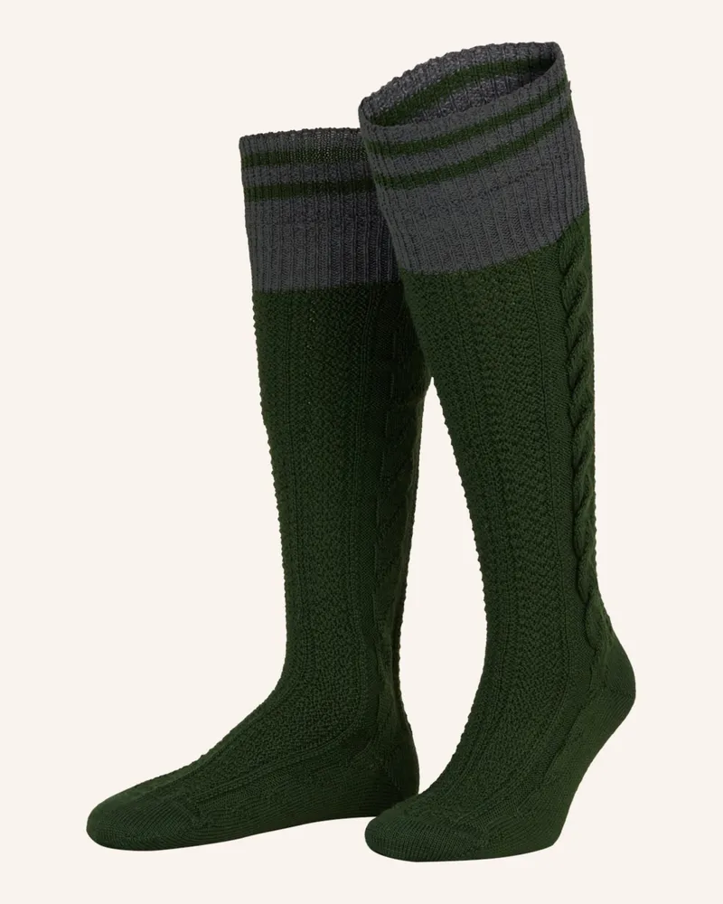 Lusana Trachten-Kniestrümpfe Dunkelgrün