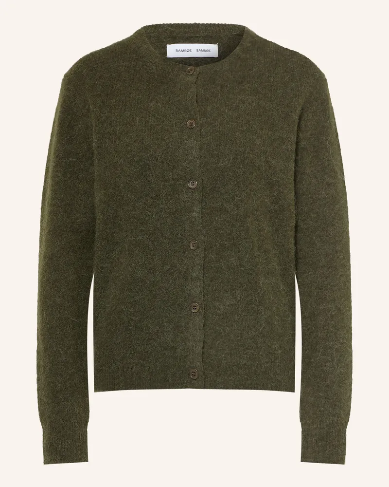 Samsøe & Samsøe Strickjacke Nor Mit Alpaka gruen Dunkelgrün