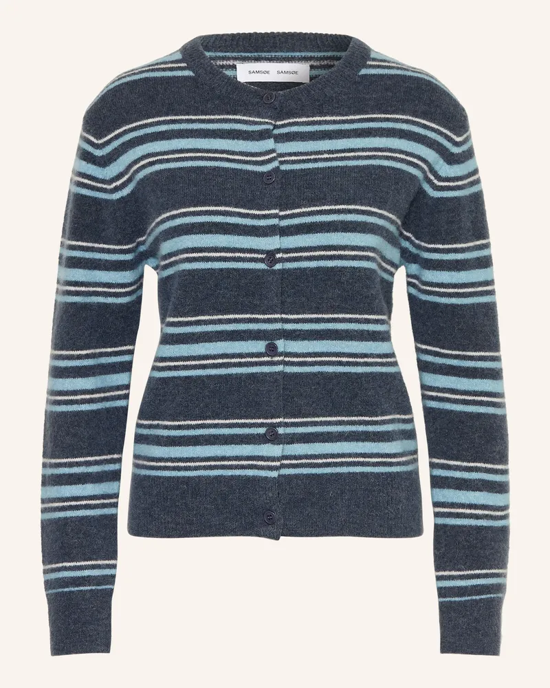 Samsøe & Samsøe Strickjacke Nor Mit Alpaka blau Dunkelgrau
